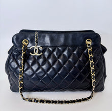 Load image into Gallery viewer, CHANEL Vintage Black Quilted Lambskin CC Tote Bag With Gold Plated Metal Hardware