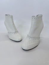 Load image into Gallery viewer, CHANEL White Leather Short CC Boots Size 37 1/2