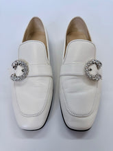 Load image into Gallery viewer, Jimmy Choo Ivory Mani Crystal Buckle Loafer Size 38 1/2