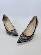 Load image into Gallery viewer, Jimmy Choo Anouk Black Leather and Silver Metal Studded Pumps Size 37