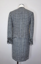 Load image into Gallery viewer, CHANEL Black and Ivory Houndstooth Fringe Finish Jacket Size 38