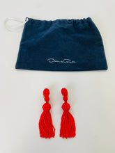 Load image into Gallery viewer, Oscar de la Renta Red Tassel Clip Earrings
