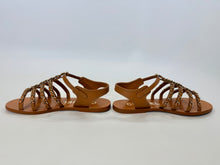 Load image into Gallery viewer, CHANEL Light Brown CC Gladiator Sandals Size 37