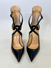 Load image into Gallery viewer, Christian Louboutin Black Leather Marlenarock Cross Strap Pumps Size 39