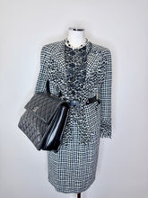 Load image into Gallery viewer, CHANEL Black and Ivory Houndstooth Skirt Size 38