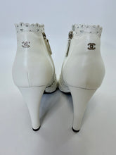 Load image into Gallery viewer, CHANEL White Leather Short CC Boots Size 37 1/2