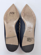 Load image into Gallery viewer, Valentino Garavani Navy Blue Rockstud Flats Size 39 1/2