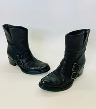 Load image into Gallery viewer, Miu Miu Black Double Buckle Motorcycle Boot Size 38