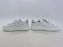 Load image into Gallery viewer, Louis Vuitton Time Out White Leather and Crystal LV Monogram Lace Up Sneakers Size 37