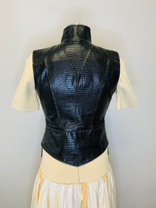 CHANEL Brown Embossed Cotton Vest Size 36