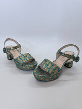 Load image into Gallery viewer, Prada Turquoise and Gold Metallic Sandals Size 38 1/2