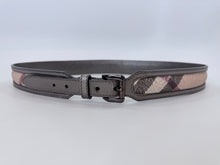 Load image into Gallery viewer, Burberry Grey Metallic and Floral Check Belt Size 36/90