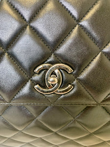 CHANEL Large Black Flap Bag With Handle