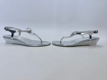 Load image into Gallery viewer, Prada Silver Logo Thong Sandals Size 39 1/2