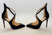 Load image into Gallery viewer, Christian Louboutin Black Leather Marlenarock Cross Strap Pumps Size 39