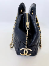 Load image into Gallery viewer, CHANEL Vintage Black Quilted Lambskin CC Tote Bag With Gold Plated Metal Hardware