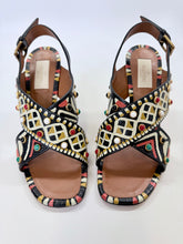 Load image into Gallery viewer, Valentino Garavani Tribal Hand Painted Leather Beaded Sandal Size 37 1/2