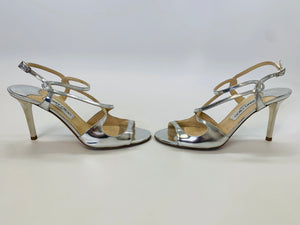Jimmy Choo Silver Paxton Sandal Size 39 1/2