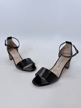 Load image into Gallery viewer, Manolo Blahnik Black Lauratomod 50 Sandals Size 37 1/2