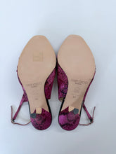 Load image into Gallery viewer, Jimmy Choo Pink and Black Snake Print Silk Slingback Sandal Size 37