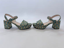 Load image into Gallery viewer, Prada Turquoise and Gold Metallic Sandals Size 38 1/2