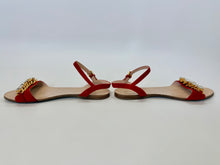 Load image into Gallery viewer, Miu Miu Red Suede and Crystal Sandals Sizes 38