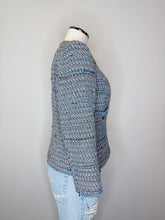 Load image into Gallery viewer, CHANEL Blue and Brown Tweed CC Button Jacket Size 42