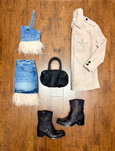 Load image into Gallery viewer, Iro Laura Blue Vintage Denim and Feather Top Size 38