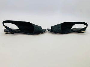 CHANEL Black Flat Slingback Sandal Size 38