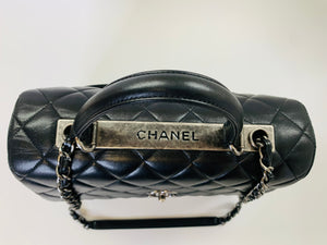 CHANEL Large Black Flap Bag With Handle