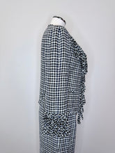 Load image into Gallery viewer, CHANEL Black and Ivory Houndstooth Fringe Finish Jacket Size 38