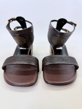 Load image into Gallery viewer, Valentino Garavani Chocolate Leather Hammered Metal Sandals Size 38