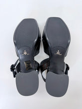 Load image into Gallery viewer, Prada Black Vernice Saffiano Leather Platform Sandals Size 38