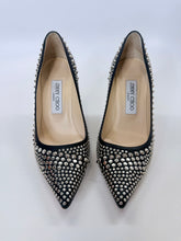 Load image into Gallery viewer, Jimmy Choo Anouk Black Leather and Silver Metal Studded Pumps Size 37
