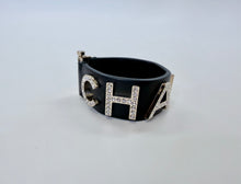 Load image into Gallery viewer, CHANEL Black Leather and CHANEL Letters Bracelet Size S