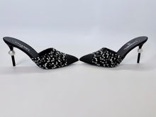 Load image into Gallery viewer, CHANEL Tweed and Man Made Pearl Mules Size 39 1/2