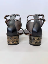Load image into Gallery viewer, Valentino Garavani Chocolate Leather Hammered Metal Sandals Size 38