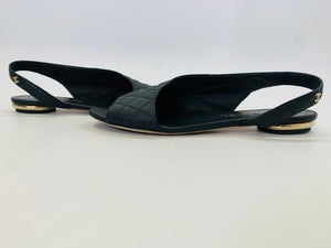 CHANEL Black Flat Slingback Sandal Size 38