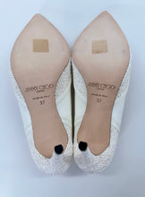 Load image into Gallery viewer, Jimmy Choo Hickory Ivory Woven Fabric Pumps Size 37
