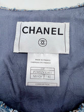 Load image into Gallery viewer, CHANEL Blue and Brown Tweed CC Button Jacket Size 42