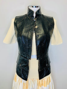 CHANEL Brown Embossed Cotton Vest Size 36
