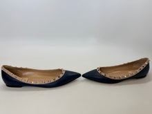 Load image into Gallery viewer, Valentino Garavani Navy Blue Rockstud Flats Size 39 1/2