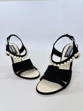Load image into Gallery viewer, CHANEL Black Grosgrain and Man Made Pearl Sandal Size 40
