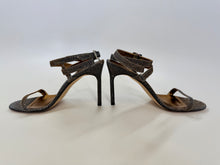 Load image into Gallery viewer, Manolo Blahnik Gold Metallic Glitter Newfi Sandal Size 38 1/2
