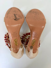 Load image into Gallery viewer, Aquazzura Queen of the Nile Beige Suede Embellished Sandals Size 38 1/2