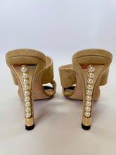 Load image into Gallery viewer, CHANEL Beige Suede and Man Made Pearl Mule Size 39 1/2