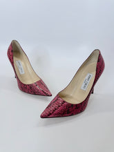 Load image into Gallery viewer, Jimmy Choo Abel Red and Black Snakeskin Pump Size 37