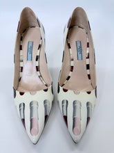 Load image into Gallery viewer, Prada Ivory Lipstick Print Patent Leather Pump Size 37