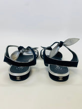 Load image into Gallery viewer, CHANEL Navy Blue Flat Sandal Size 39 1/2