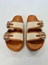 Load image into Gallery viewer, Rag &amp; Bone Ivory and Brown Geo Buckle Platform Slide Sizes 37.5, 38, 39.5 and 40